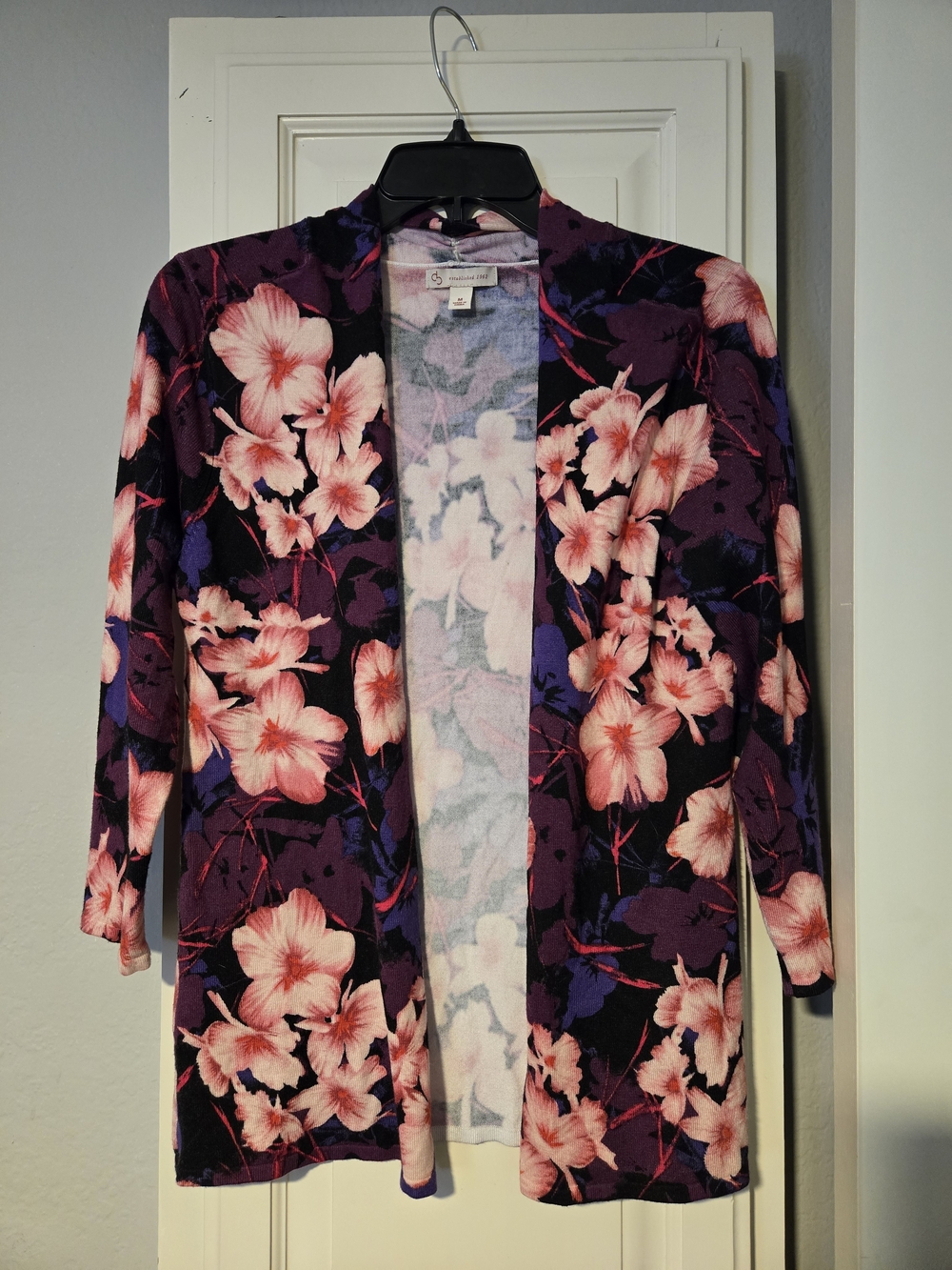 Floral Open-Front Blazer in Eggplant Purple/Pink